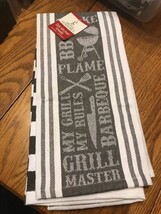 Grand Gourmet Set of 2 Kitchen Dish Towels ~ Grill Master BBQ Smoker Bar... - $17.80