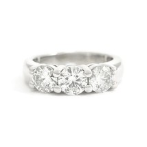 Authenticity Guarantee 
Round 3-Stone Diamond Wedding Band Ring 14K White Gol... - £4,324.10 GBP