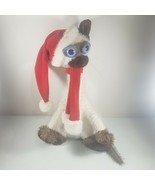 Carlton Cards Siamese Cat Santa Hat and Scarf 17&quot; Eye Scratches - $8.98