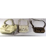 THREE WOMENS BROWN BEIGE FAUX LEATHER SHOULDER STRAPS EVENING PURSES BAC... - $33.87 CAD
