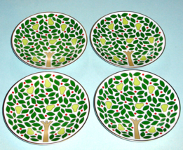 Kate Spade Lenox Pear Tree Point 4 Piece Holiday Tidbit Party Plate Set 6&quot; New - £53.99 GBP