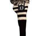 NEW #13 fairway wood Pom Pom Head Cover Clubs Knit Sock BLACK WHITE Golf... - $17.59