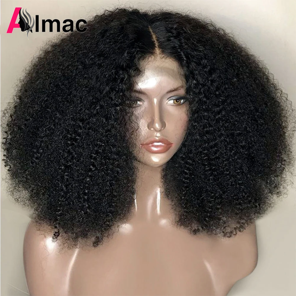 250% Density Afro Kinky Curly Human Hair Wigs For Women Indian 13x4 Lace Front - £61.69 GBP+