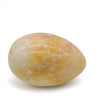Stone Egg Easter Holiday Kitchen Decor Yellow With White Tones Marble 2.75&quot; - $11.88