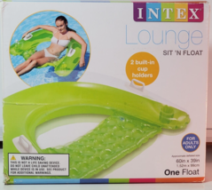 Green Sit N Float Inflatable Pool/Lake Lounge 60&quot; X 39&quot; 2 Handles 2 Cup Holders - £10.44 GBP