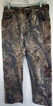 Cabela&#39;s Jeans Brown Camo Tree Print 5 Pocket Style 100% Cotton Men&#39;s 30 Regular - £23.41 GBP