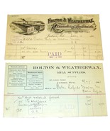 2 1901 HOLTON &amp; WEATHERWAX Foundery Mill Jackson MI Antique Billheads Re... - £7.83 GBP