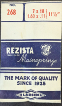 NOS Vintage Rezista No. 268  /  11-1/2" Watch Mainspring - 7 x 10 - $11.87