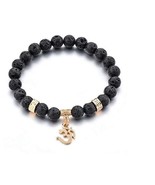 UNISEX JEWELLERY CERTIFIED NATURAL STONES LAVA STONE REIKI-YOGA AUM BRAC... - £9.18 GBP