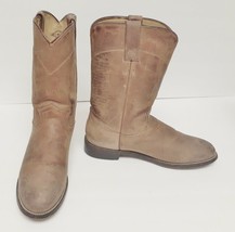VTG DIAMOND J Western Cowboy Boots Roper Leather Buckskin BROWN Women&#39;s ... - £31.05 GBP