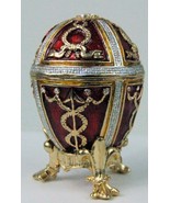 Russian Faberge Red Replica with Royal Decor in golden trims E06-26-05 - $1,896.17 MXN