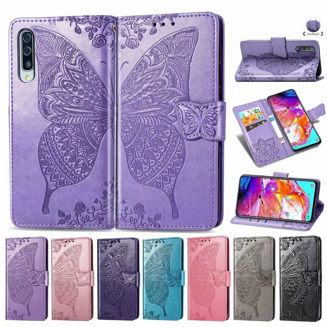 Case For Samsung S21 A12 A02S M51 A01 A11 M31 Butterfly Leather Wallet Card Cove