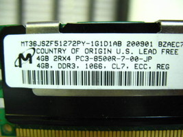 Micron 4GB PC3-8500R DDR3 1066 MT36JSZF51272PY-1G1D1A Tested - £15.78 GBP