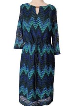 Studio One Chevron Sheath Dress by Sandra Darren Womens Size 6 Keyhole Neck Tie - £24.10 GBP