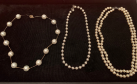 3 Necklaces in excellent Condition Vintage Faux Pearl Beaded Necklaces C... - £18.64 GBP