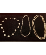 3 Necklaces in excellent Condition Vintage Faux Pearl Beaded Necklaces C... - £18.69 GBP