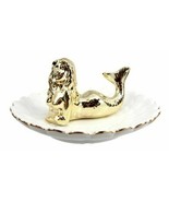 Golden Mermaid Ceramic Ring Accessory Jewelry Holder Vanity Display Figu... - £15.92 GBP
