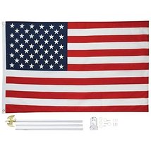 New 3x5 US FLAG POLE KIT Aluminum Flagpole USA American Stars Stripes Outdoor  - £23.95 GBP