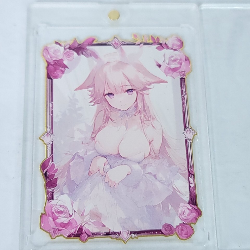 March 7th Bunny Waifu Anime Trading Card Die Cut Metal Goddess Encased - $15.98