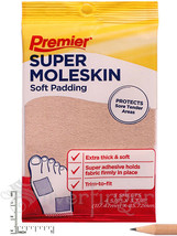 Premier Super Moleskin Soft Padding Protects Sore Areas 3 Sheets 4.5/8 X 3.3/8 - £4.69 GBP