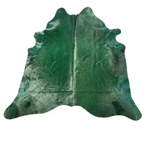 Dyed Emerald Green Cowhide Rug Size: 7x6.2 feet D-953 - £222.67 GBP