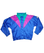 Vtg Retro Jacket Womens L Color Block Green Blue Pink ULTIMATE 80&#39;s Hipo... - £22.54 GBP