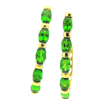 2.10 Ctw Chrome Diopside Hoop Green Earrings Real 10 K Gold 4.2 G - £783.36 GBP