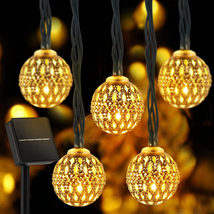 Solar Moroccan String Lights Outdoor 60 LED 36 Ft Globe Fairy Lights with 8 Ligh - £21.59 GBP