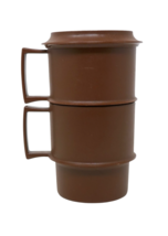 Tupperware Brown Stackable Made In USA Vintage Cup Mugs 1312-19 - $182.49 MXN