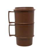 Tupperware Brown Stackable Made In USA Vintage Cup Mugs 1312-19 - $183.40 MXN