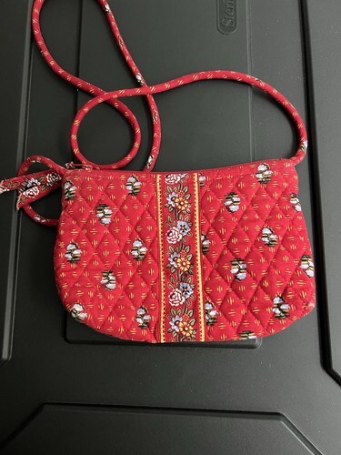 Vintage Vera Bradley Crossbody And Coin Purse Red Quilted Fabric Flower Item image 3