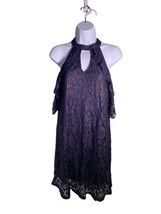 FRANCESCA’s Womens Size XS Purple High Neck Lace Dress Drape Sleeve Gold... - £9.55 GBP