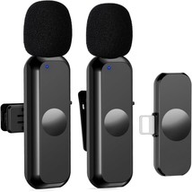 Wireless Lavalier Microphone Compatible with iPhone, Mini Dual Lapel Clip on Mic - £21.64 GBP