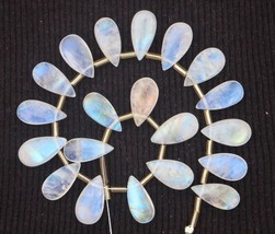 Natural 20 pieces smooth pear Rainbow Moonstone gemstone briolette bead, 7 x 15  - £79.92 GBP