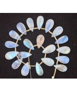 Natural 20 pieces smooth pear Rainbow Moonstone gemstone briolette bead,... - £78.30 GBP