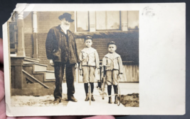 1908 Velox RPPC Bearded Old Man w/ 2 Boys in Sailor Uniforms Real Photo Postcard - £9.58 GBP