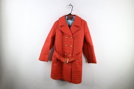 Deadstock Vintage 60s 70s Womens 1 Quilted Belted Puffer Trench Coat Jacket USA - £77.40 GBP