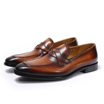 FELIX CHU Classic Mens Penny Loafers Genuine Leather Brown Gray Formal Shoes Off - £89.24 GBP