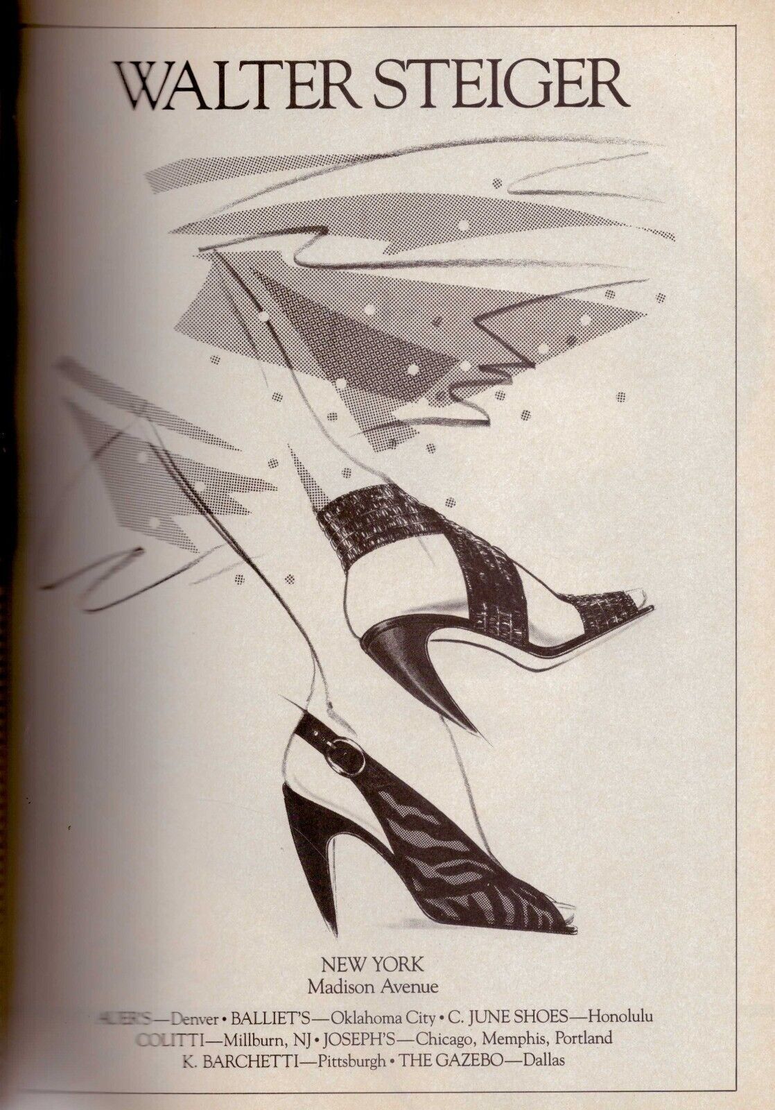 Primary image for 1985 Walter Steiger Shoes Footwear Sexy Legs Illustrated Vintage Print Ad 1980s