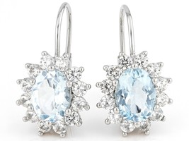 Aquamarine and Zircon Leverback Earrings 3.5ctw Sterling - £50.27 GBP