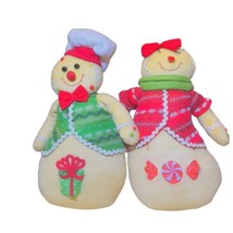 VTG Mr. &amp; Mrs. Gingerbread Man Christmas Stuffed Decor 13” Plush Handmade READ - £15.34 GBP