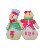 VTG Mr. &amp; Mrs. Gingerbread Man Christmas Stuffed Decor 13” Plush Handmad... - £15.23 GBP