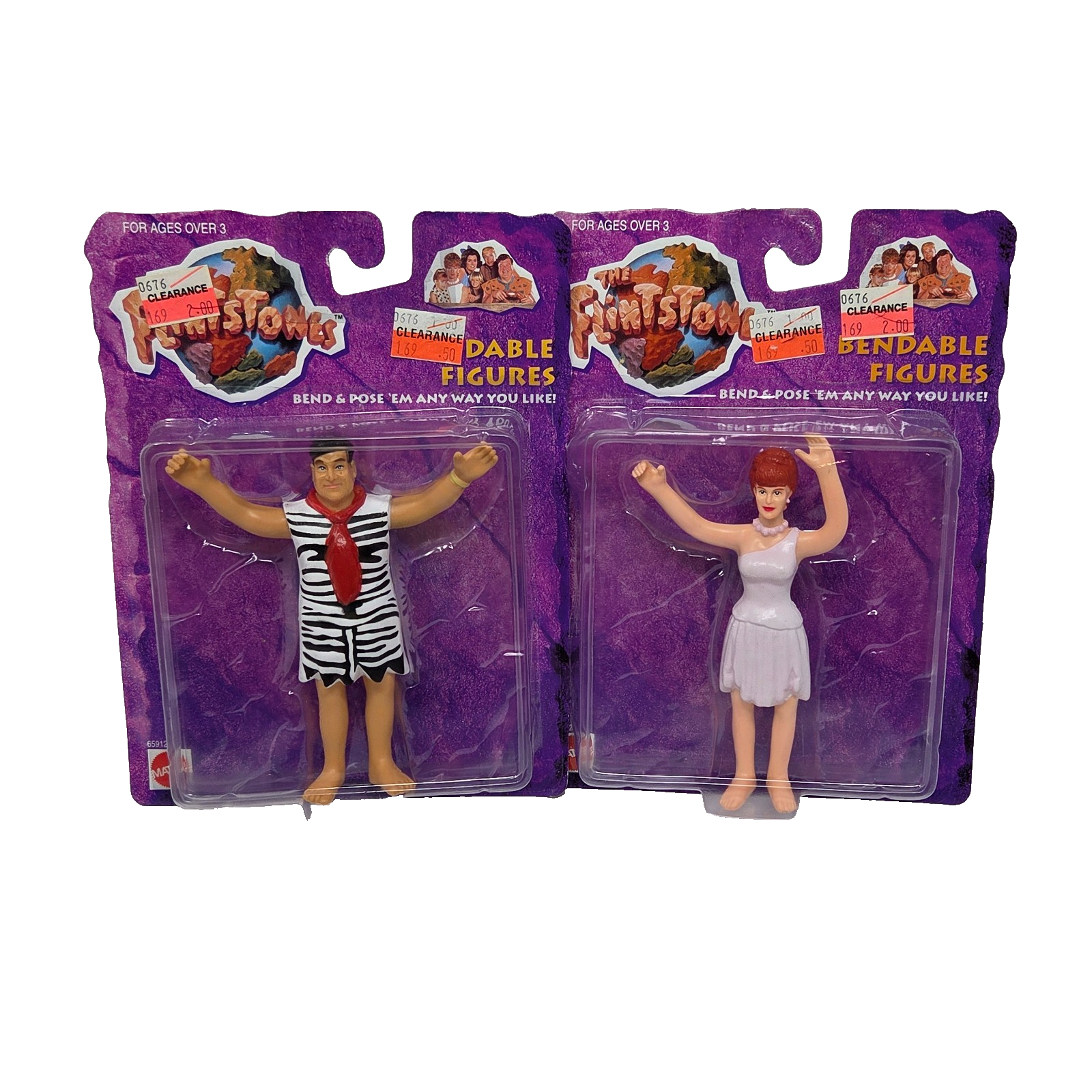 VINTAGE 1993 THE FLINTSTONES MOVIE BENDABLE FIGURES FRED + WILMA NEW SEALED - $14.25