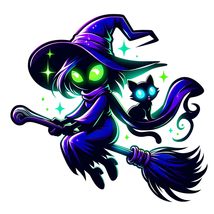 Witch Broomstick Cat Flying Halloween Vinyl Decal Sticker UV &amp; Water Pro... - $109.41 MXN