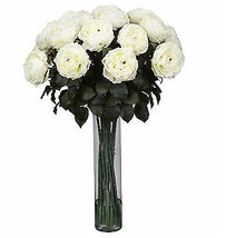 Nearly Natural 1219-WH Fancy Rose Silk Flower Arrangement in White - £139.43 GBP