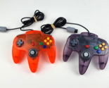 Nintendo 64 Controller x2 Aftermarket Neon Red &amp; Purple Both excellent  - $32.66