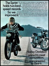 1976 Harley Davidson Sprint Motorcycle Vintage Print Ad Blue Salt Flats Wall Art - £8.23 GBP