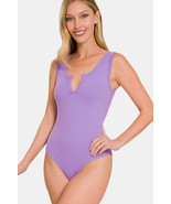 Zenana Microfiber Notched Sleeveless Bodysuit - $23.38 CAD