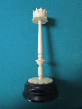 Candle Holders Pair Cow Bone On Wood Base 7&quot; - £58.25 GBP