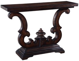 Console Table Cambridge Dark Rustic Solid Wood Pecan Old World Scroll De... - $1,749.00